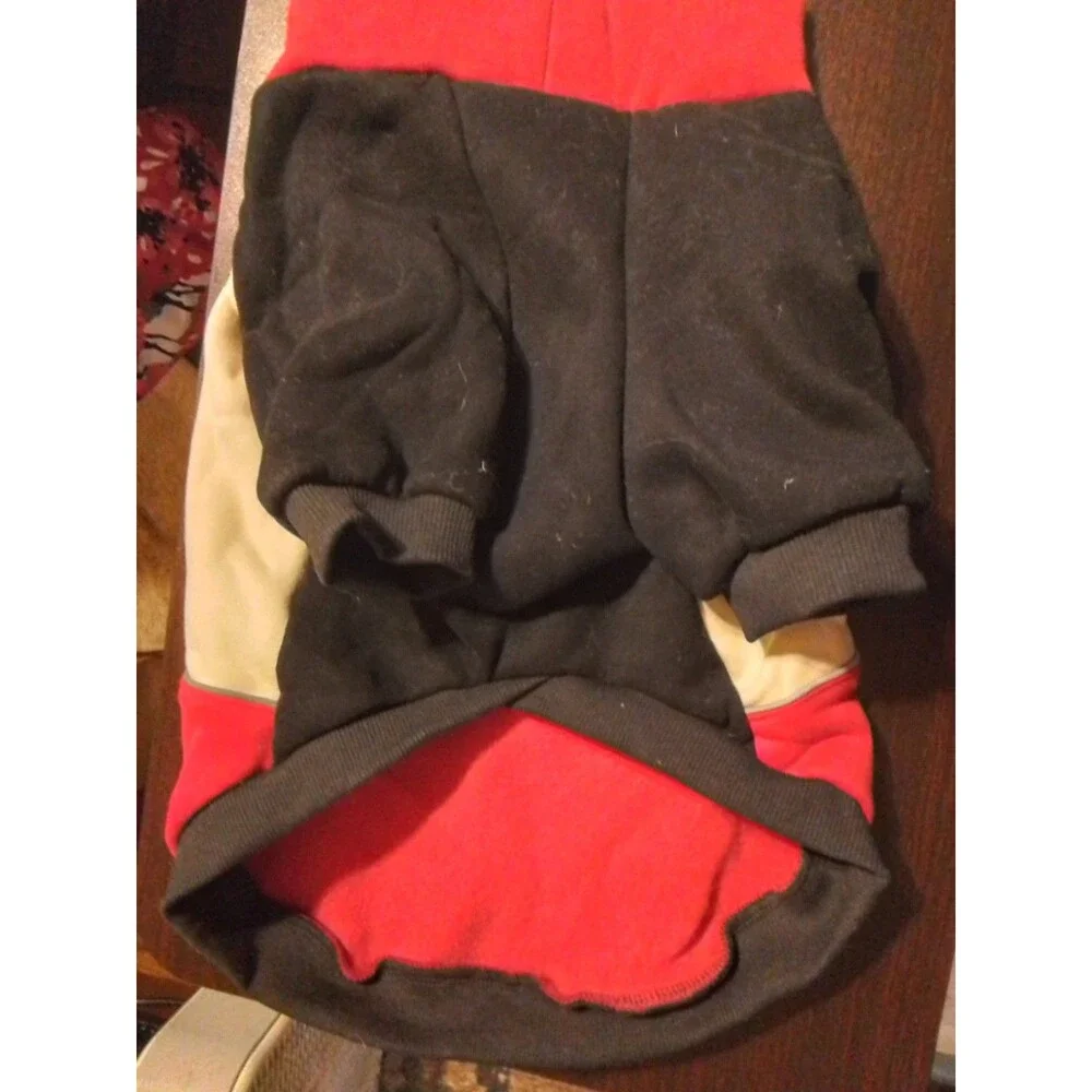 Red Black White Colorblock Dog Fleece Sweatshirt‎ Hoodie Reflective Size L